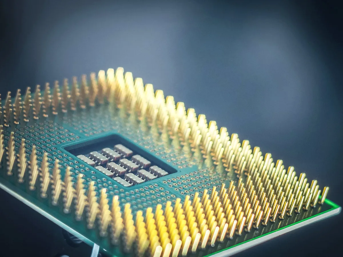 Close-up of a computer processor chip